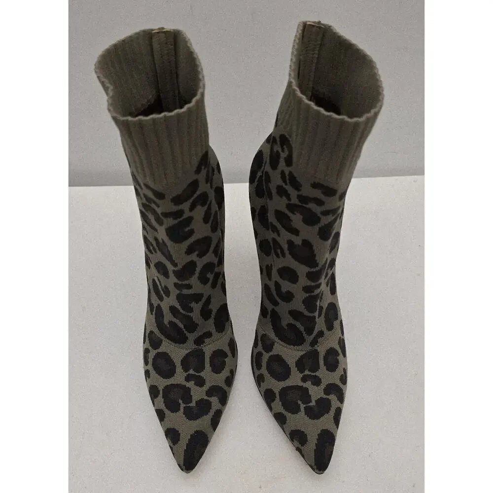 Gianvito Rossi SAUVAGE Women's Leopard Animal Print Socks Boots Italy EU 39 US 9